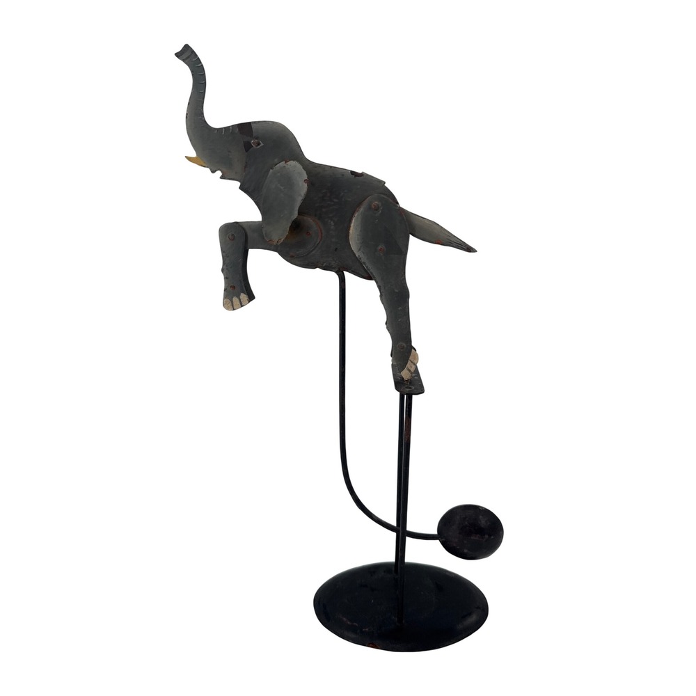 Vintage Elephant Articulated Balance Toy Metal Kinetic Sculpture Grey